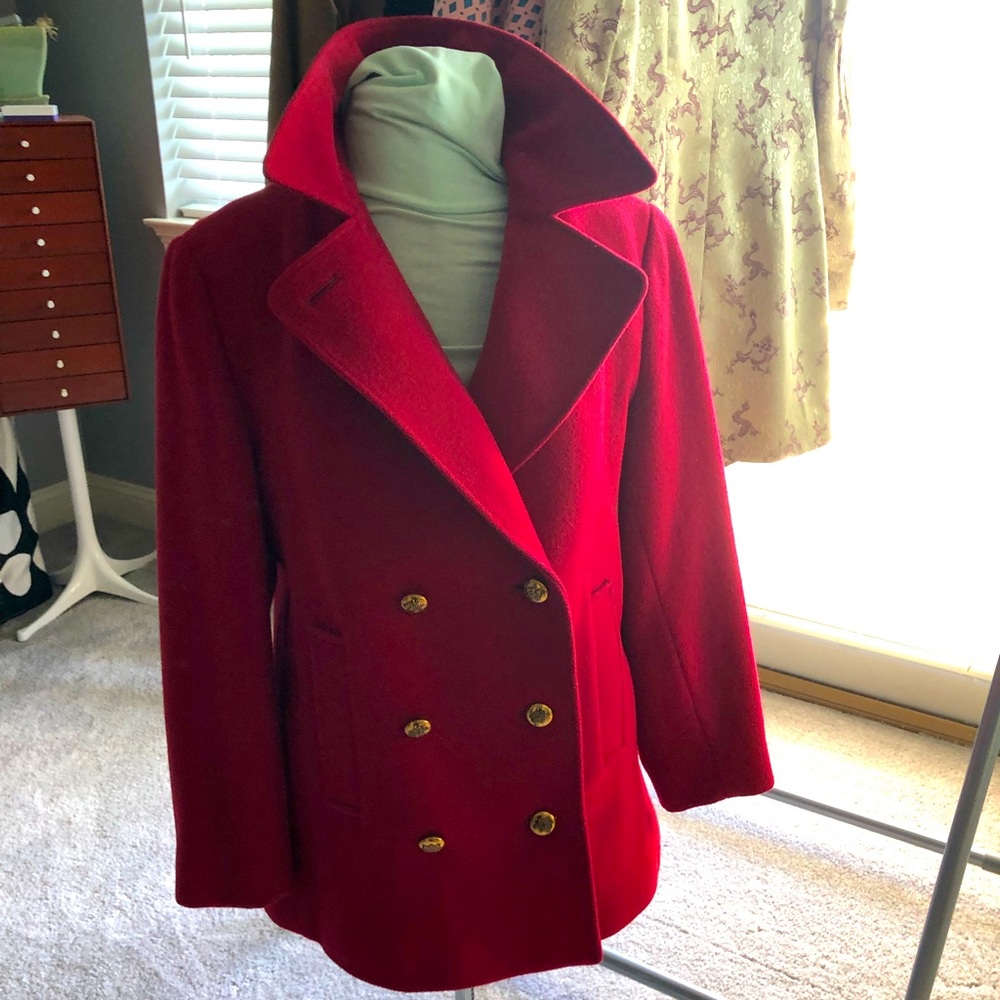 EUC Vintage Rain Rambler Red Double-breasted Pea Coat